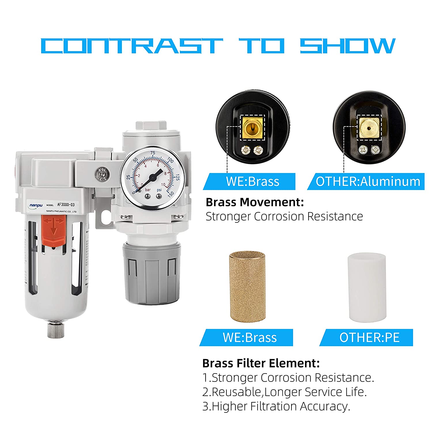 Nanpu Arf Npt Compressed Air Filter Regulator Combo Piggyback